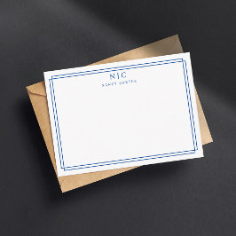 Cartão De Notas Elegante Bordo Geométrico Azul Marinho com Dois Mo