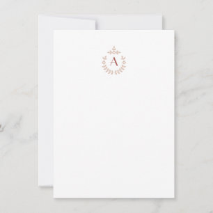 Cartão De Notas Elegante Botânico Pendente Crest Monograma Inicial