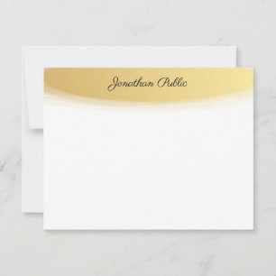 Cartão De Notas Elegante Branco Dourado de Nome de Script Calculad