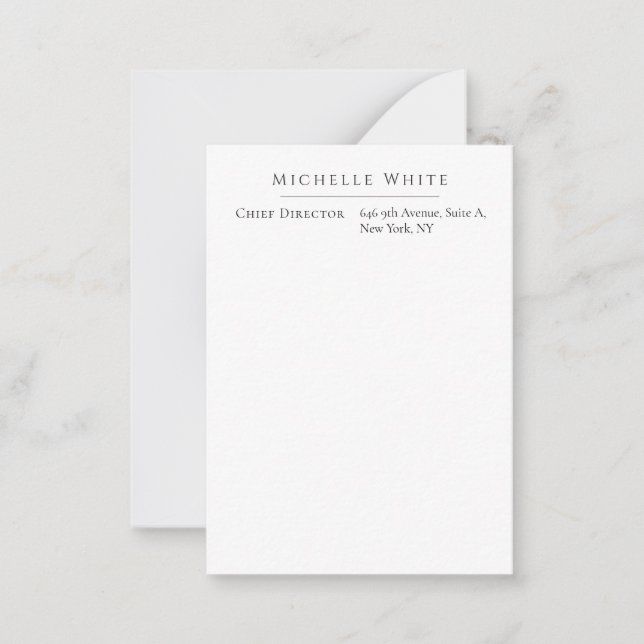 Cartão De Notas Elegante Branco Profissional Moderno Simples (Frente)