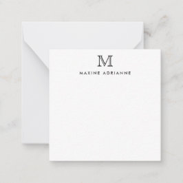 Cartão De Notas Elegante clássico clássico monograma preto