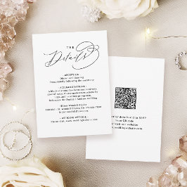 Cartão De Notas Elegante Código QR de Detalhes de Casamento com Le