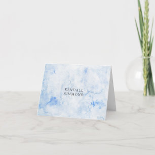 Cartão De Notas Elegante de Aquarela Azul