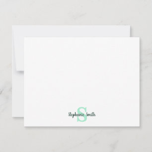 Cartão De Notas Elegante de Assinatura de Script do Monograma Verd