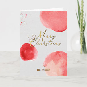 Cartão De Notas Elegante Dourado Aquarela Feliz Natal