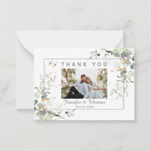 Cartão De Notas Elegante Eucalipto Greenerescente Botânico Obrigad