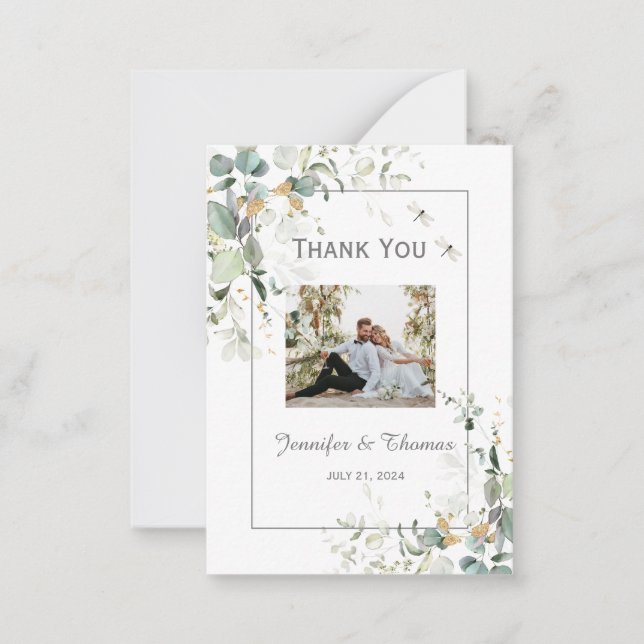 Cartão De Notas Elegante Eucalipto Greenerescente Botânico Obrigad (Frente)