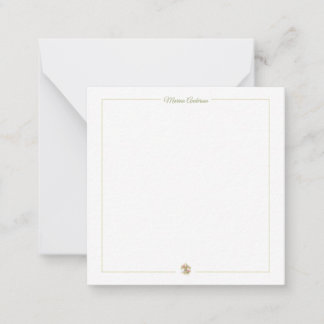Cartão De Notas Elegante Fleur de Lys floral Personalizado Nome