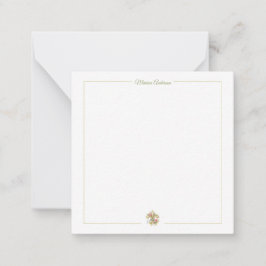 Cartão De Notas Elegante Fleur de Lys floral Personalizado Nome