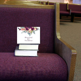 Cartão De Notas Elegante Floral | Sinal de reserva rosa púrpura