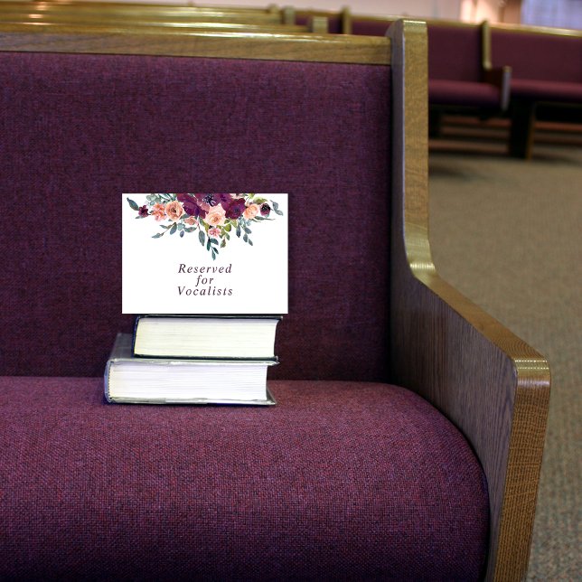 Cartão De Notas Elegante Floral | Sinal de reserva rosa púrpura (Criador carregado)