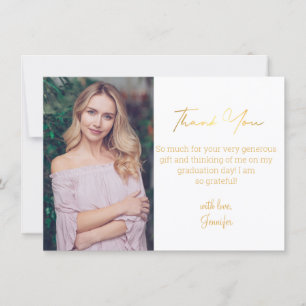 Cartão De Notas elegante foto de formatura com agradecimento em le