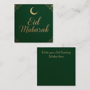 Cartão De Notas Elegante Luxo Eid Mubarak em Verde