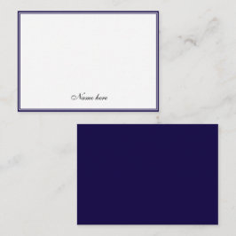Cartão De Notas Elegante minimalista azul e branco duas bordas