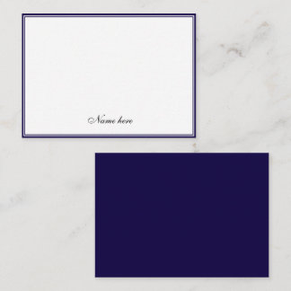 Cartão De Notas Elegante minimalista azul e branco duas bordas