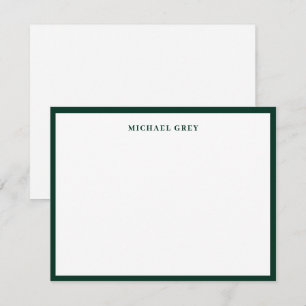 Cartão De Notas Elegante Minimalista Borda de Nome Verde Escuro Pl