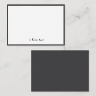 Cartão De Notas Elegante minimalista elegante & borda dupla branca
