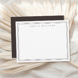 Cartão De Notas Elegante Minimalista Marrom com Duas Bordas