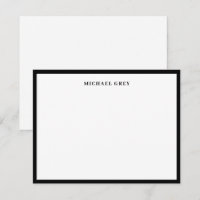 Elegante Minimalista Preto Branco Nome Borda Plano