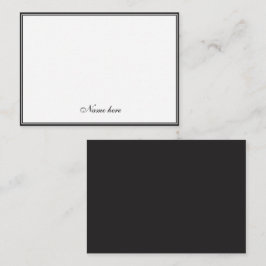 Cartão De Notas Elegante minimalista preto e branco duas bordas
