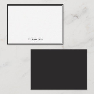 Cartão De Notas Elegante minimalista preto e branco duas bordas