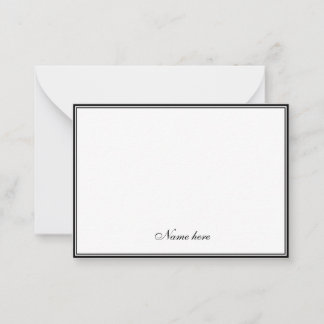 Cartão De Notas Elegante minimalista preto e branco duas bordas