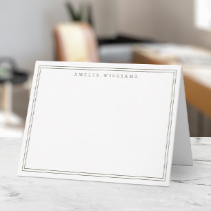 Cartão De Notas Elegante Minimalista Verde Oliva Duas Bordas