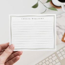 Cartão De Notas Elegante Minimalista Verde Oliva Duas Bordas Regul