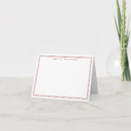 Cartão De Notas Elegante Minimalista Vermelho Duas Bordas