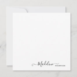 Cartão De Notas Elegante Modern Girly Script Black