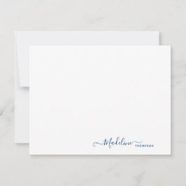 Cartão De Notas Elegante Modern Girly Script Marinho Azul