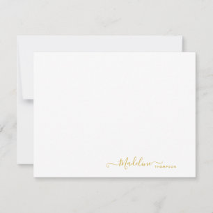 Cartão De Notas Elegante Moderno Girly Script Metálico Dourado