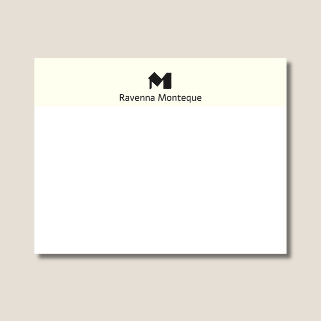 Cartão De Notas Elegante Monograma de Letra de Nome Personalizado  (Criador carregado)