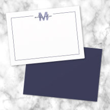 Elegante Monograma de Letra Naval em Azul