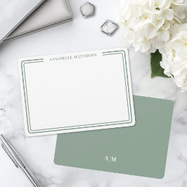 Cartão De Notas Elegante Monograma de Nome Minimalista com Duas Bo