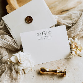 Cartão De Notas Elegante Monograma e Nome Botânico em Verde Salvia