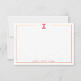 Cartão De Notas Elegante Monograma Personalizado Letra 3D Inicial 