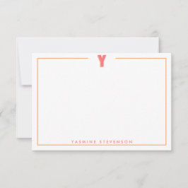 Cartão De Notas Elegante Monograma Personalizado Letra 3D Inicial 