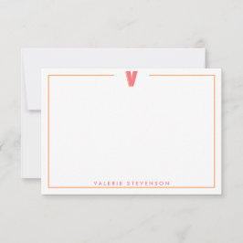 Cartão De Notas Elegante Monograma Personalizado Letra 3D Inicial 
