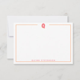 Cartão De Notas Elegante Monograma Personalizado Letra 3D Q Inicia