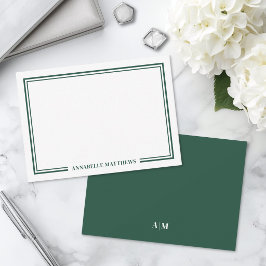 Cartão De Notas Elegante Monograma Verde Esmeralda