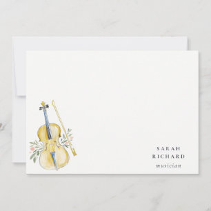 Cartão De Notas Elegante Músico de Violino com Aquarela Professor 