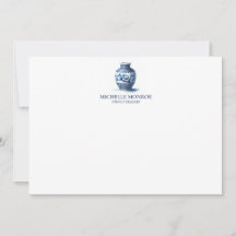 Elegante Notecard Plano Ginger Jar Azul