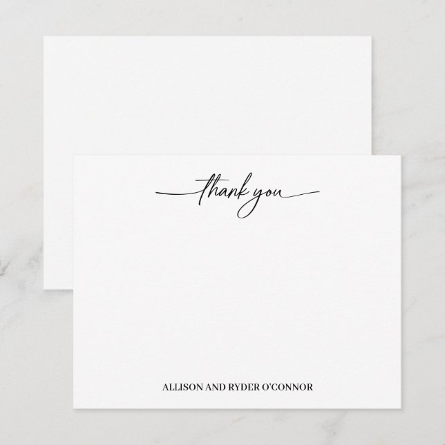 Cartão De Notas Elegante Obrigado Casal Moderno Script (Frente/Verso)