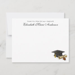 Cartão De Notas Elegante Obrigado Da Graduação Do Boné Formando