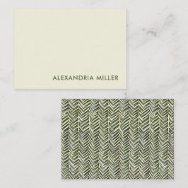 Cartão De Notas Elegante Olive Font Herringbone Patterado