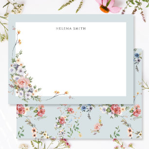 Cartão De Notas Elegante Pastel Boho Floral
