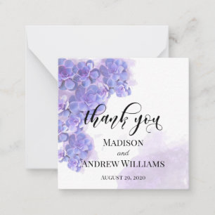 Cartão De Notas Elegante Purple Watercolor Succults Obrigado