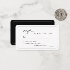 Cartão De Notas Elegante resposta de casamento RSVP preto e branco