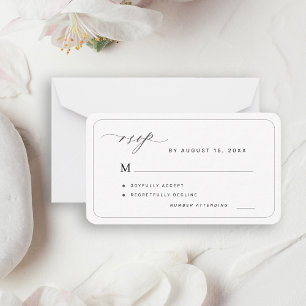 Cartão De Notas Elegante resposta de casamento RSVP preto e branco